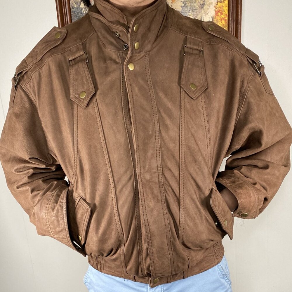 Vintage Tannery West Leather Bomber Jacket Men's Medium Brown 3M Insulate VTG